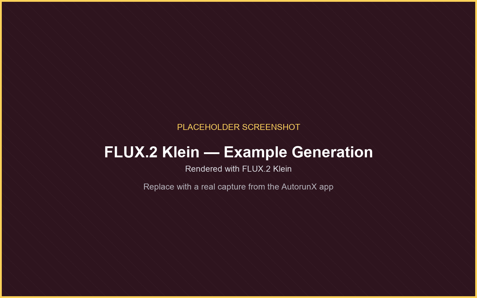 An example generation rendered with FLUX.2 Klein on AutorunX