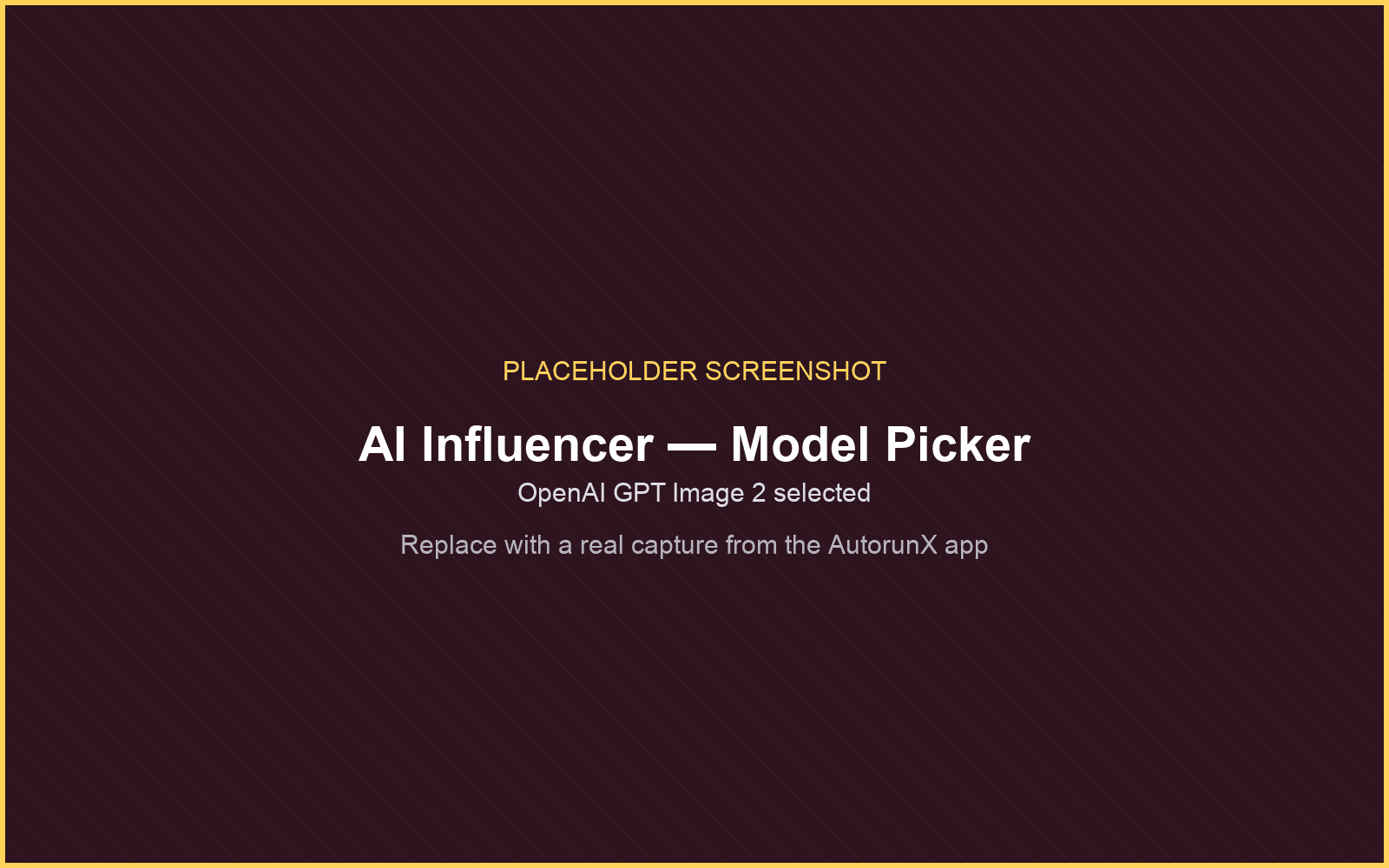 Selecting OpenAI GPT Image 2 in the AutorunX AI Influencer model picker