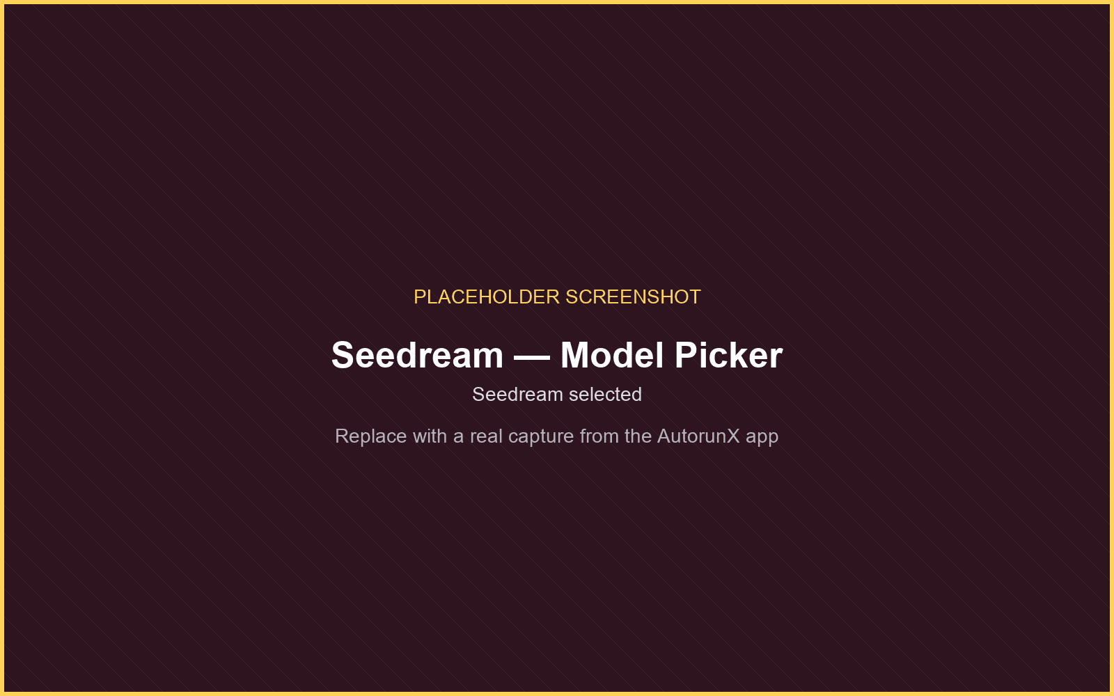 Selecting Seedream in the AutorunX model picker