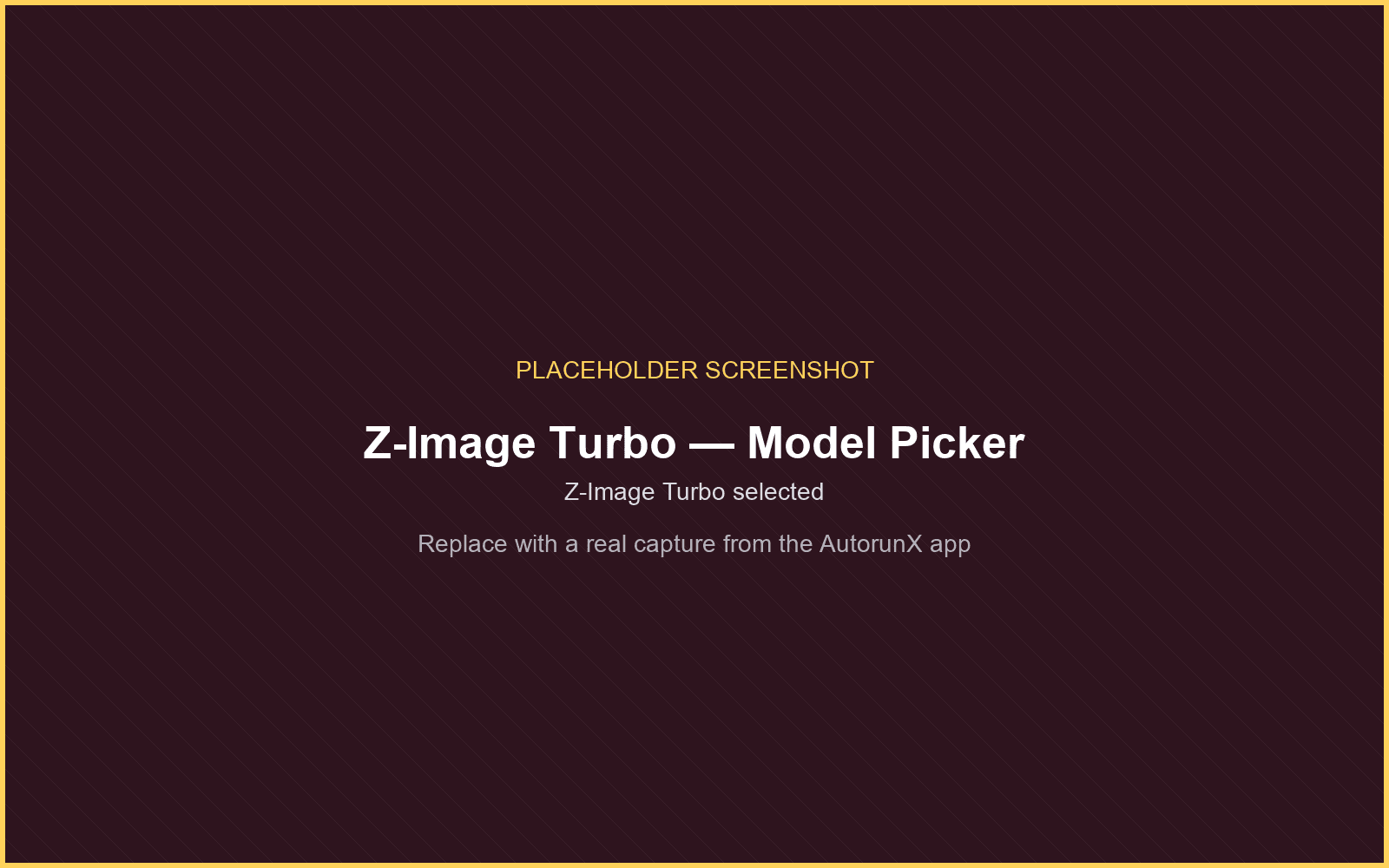 Selecting Z-Image Turbo in the AutorunX model picker