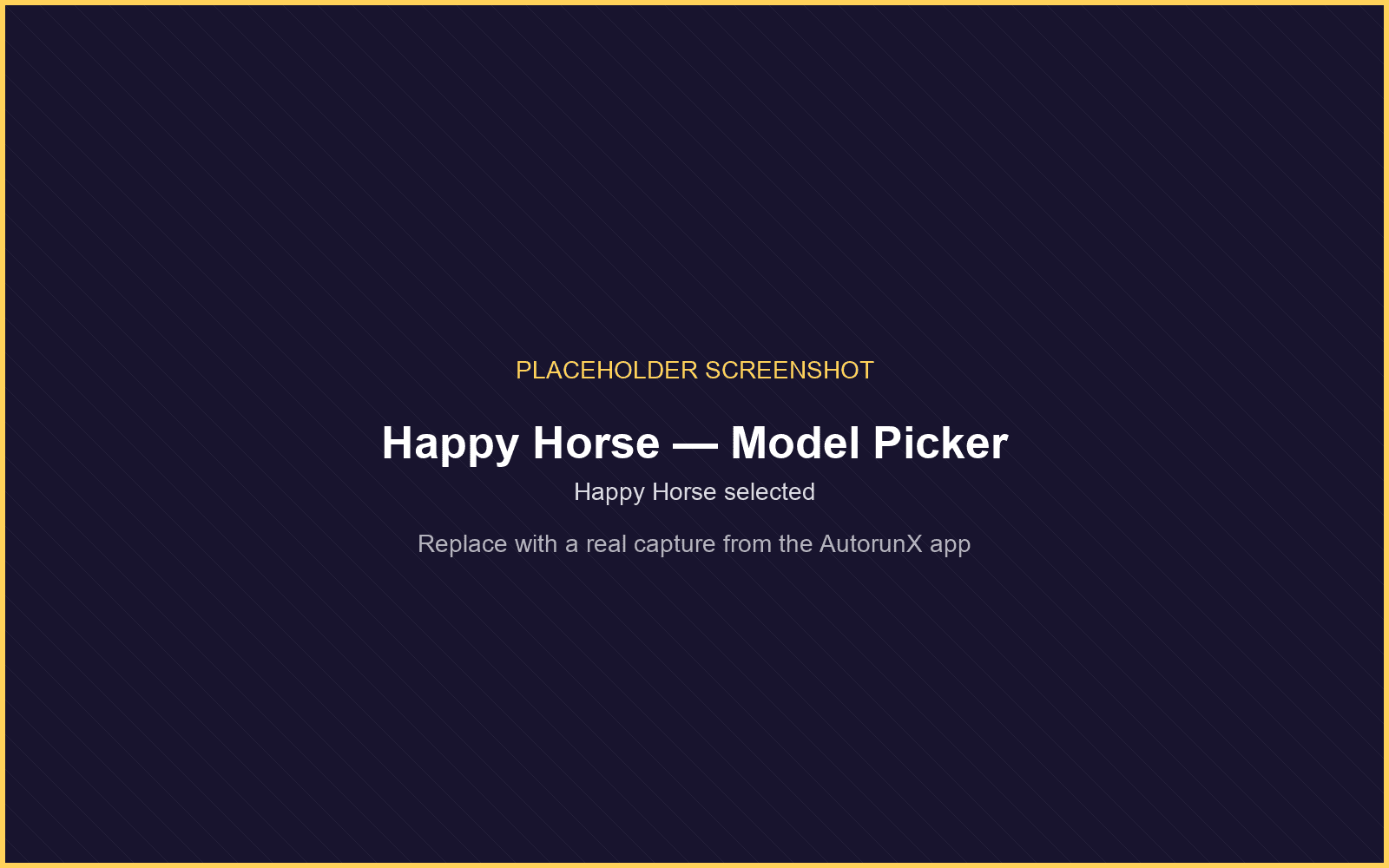 Selecting Happy Horse in the AutorunX model picker