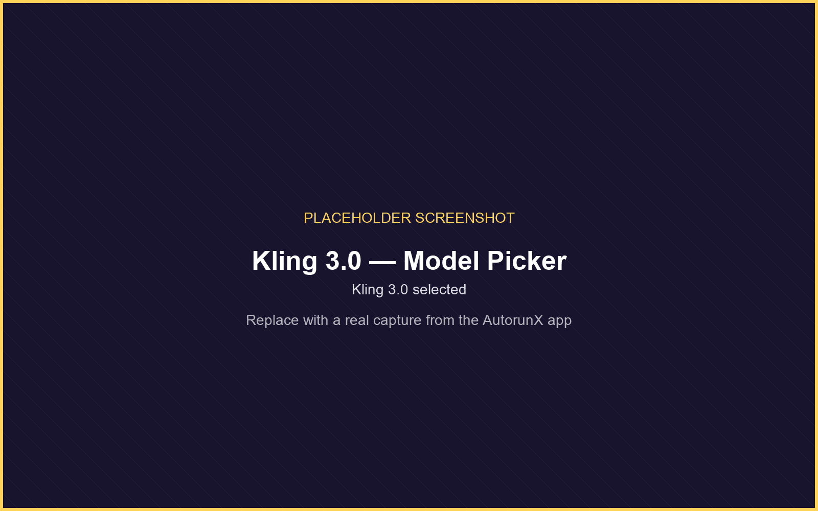Selecting Kling 3.0 in the AutorunX model picker