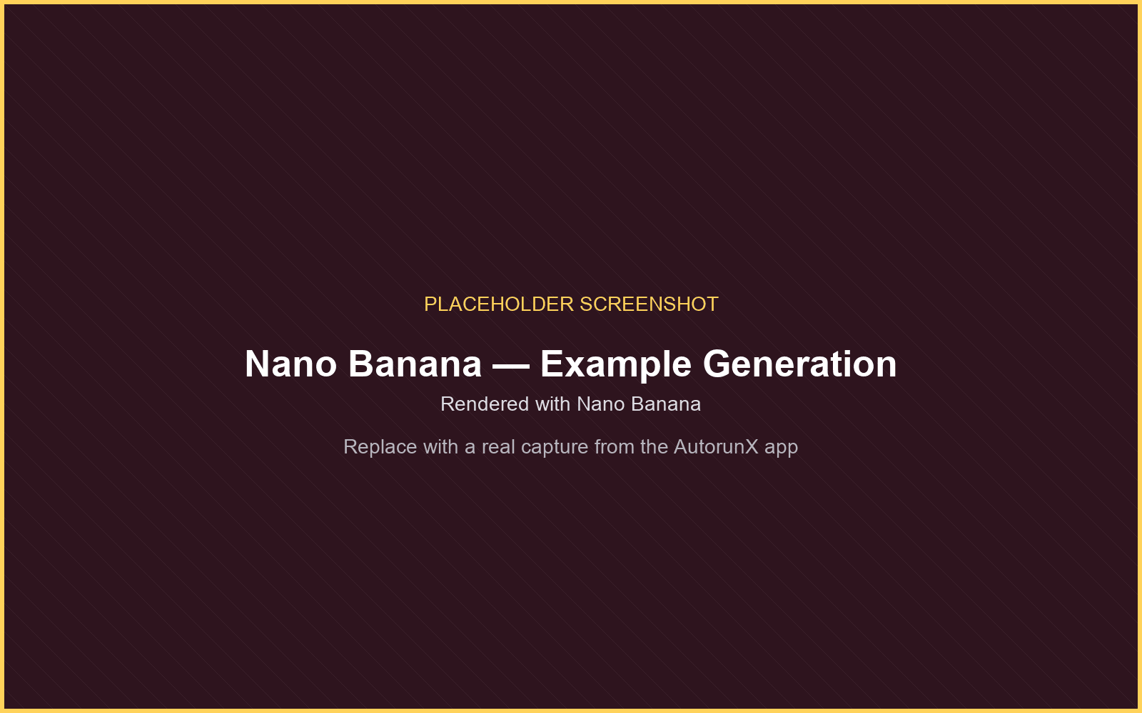 An example generation rendered with Nano Banana on AutorunX