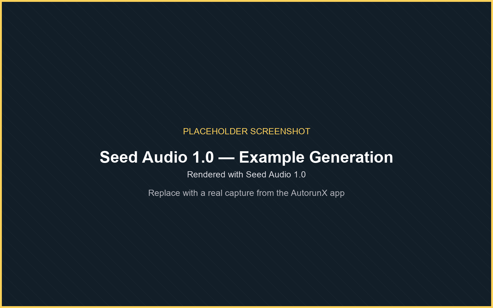 An example generation rendered with Seed Audio 1.0 on AutorunX