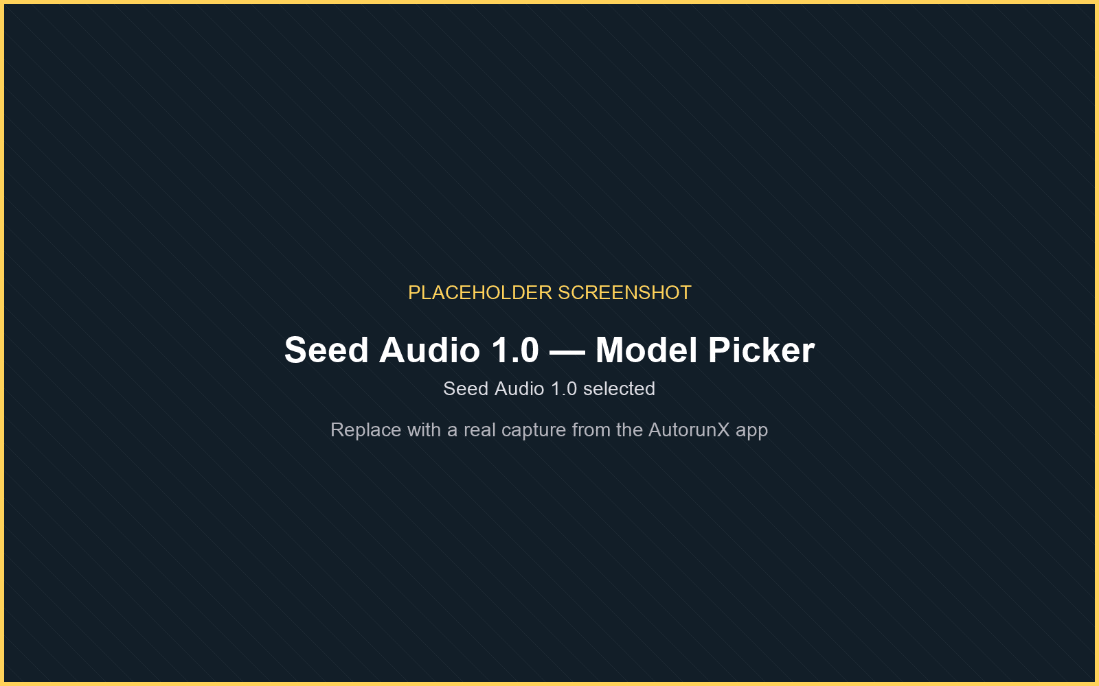 Selecting Seed Audio 1.0 in the AutorunX model picker
