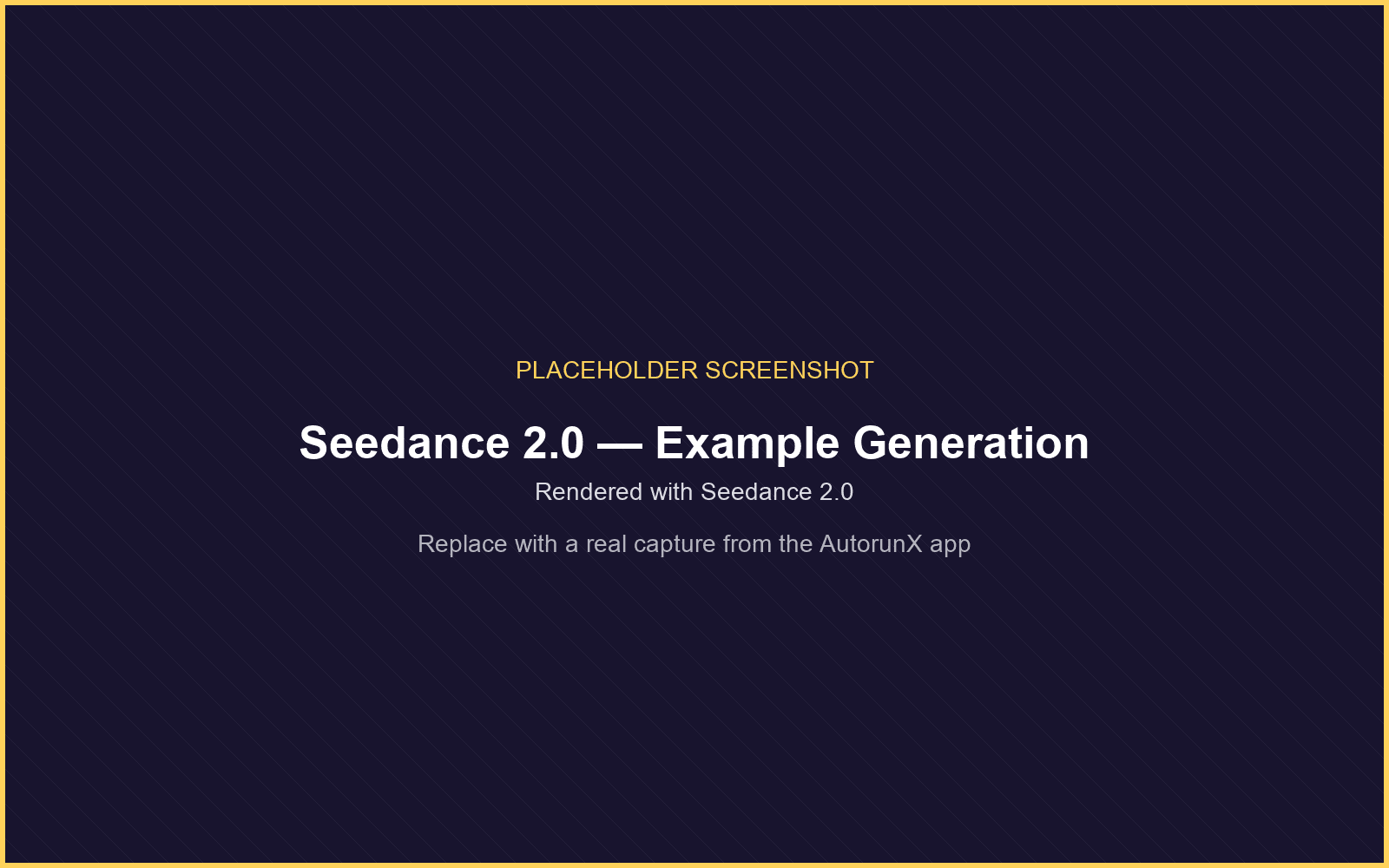 An example generation rendered with Seedance 2.0 on AutorunX