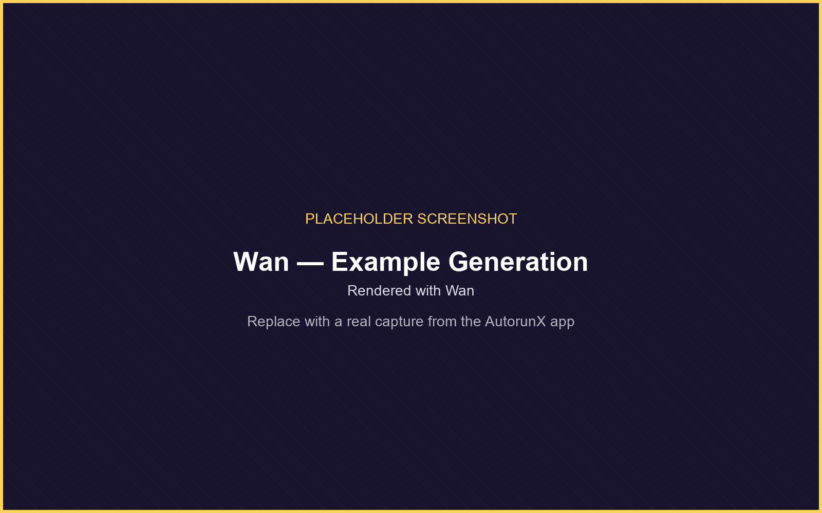 An example generation rendered with Wan on AutorunX